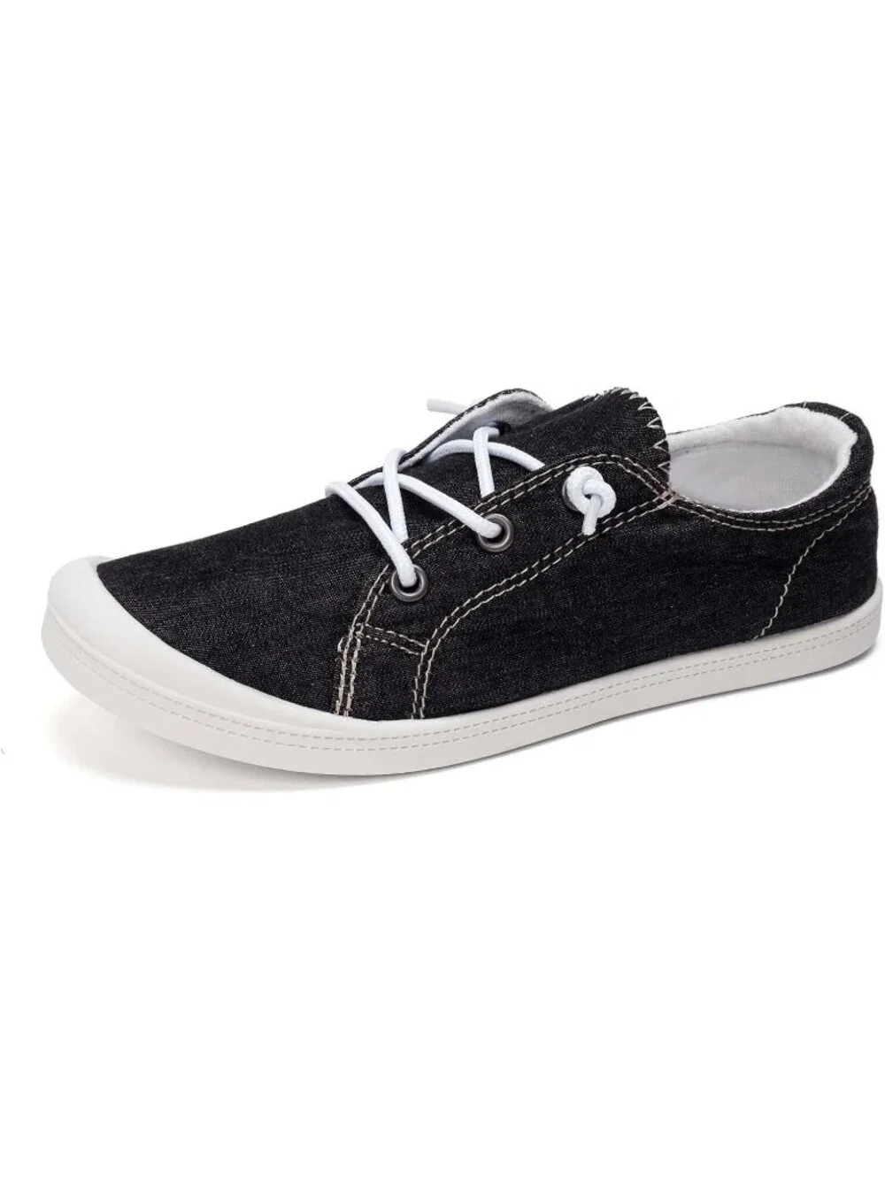 Women's Black Comfortable Lace-Up Flat Breathable Walking Casual Sneakers
